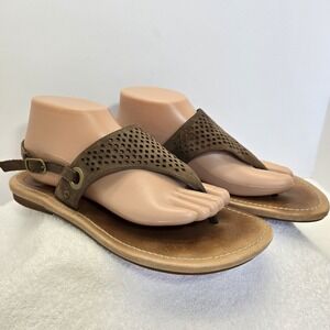 UGG Australia Brown Leather Flip Flop Thong Ankle Strap Sandals Women's Size 10